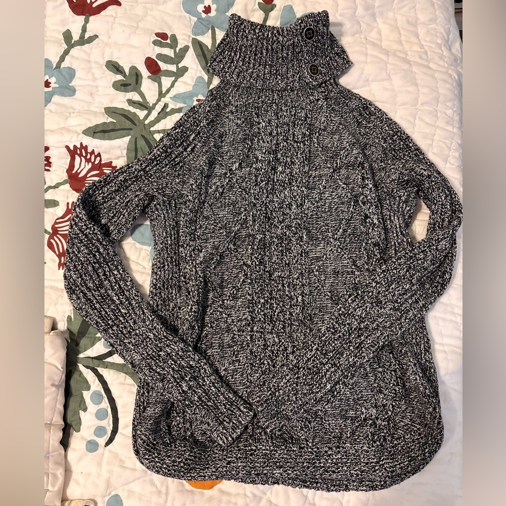 Croft & Barrow Black and White Cowl Neck Sweater